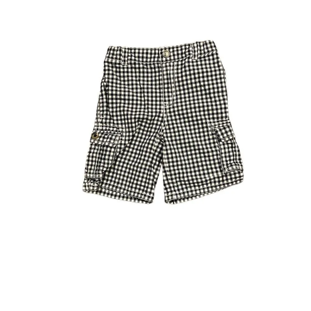 Gymboree size 4t boys black & white adjustable waist shorts.